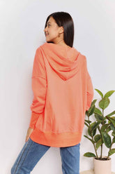 Double Take Quarter-Snap Dropped Shoulder Hoodie OutfitFlow